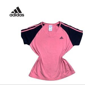 Adidas Pink and Black Short Sleeve Top Size Medium